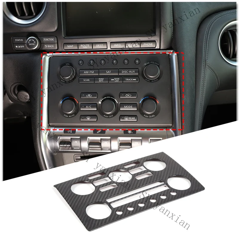 SY+ Carbon Fiber Center Console Volume Panel Frame Fit For Nissan GTR R35 08-16 RHD