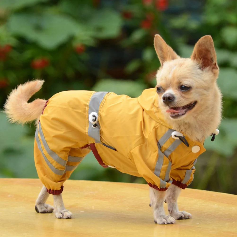 

Raincoat Dog Coat Yellow Waterproof Pet Jacket For Small Medium Dogs Puppies Outdoor Rain Dog Rain Hoodie Gear
