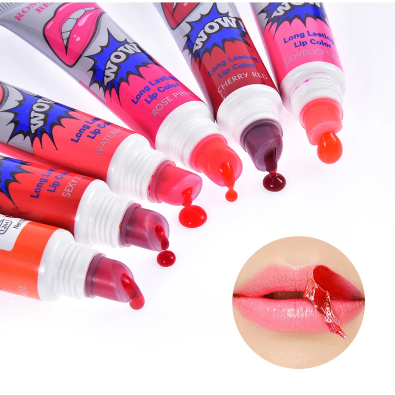 Afpellen Sexy Vloeibare Lippenstift Langdurige Lipgloss Masker Basis Waterdichte Vochtinbrengende Crème Make-Up Peel Van Cosmetica 6 Kleuren