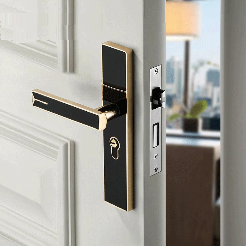 

Interior Door Handle Lock Security Anti-theft Modern Bedroom Wooden Door Lock Handle with Key Hardware Accessories Magnetic Lock