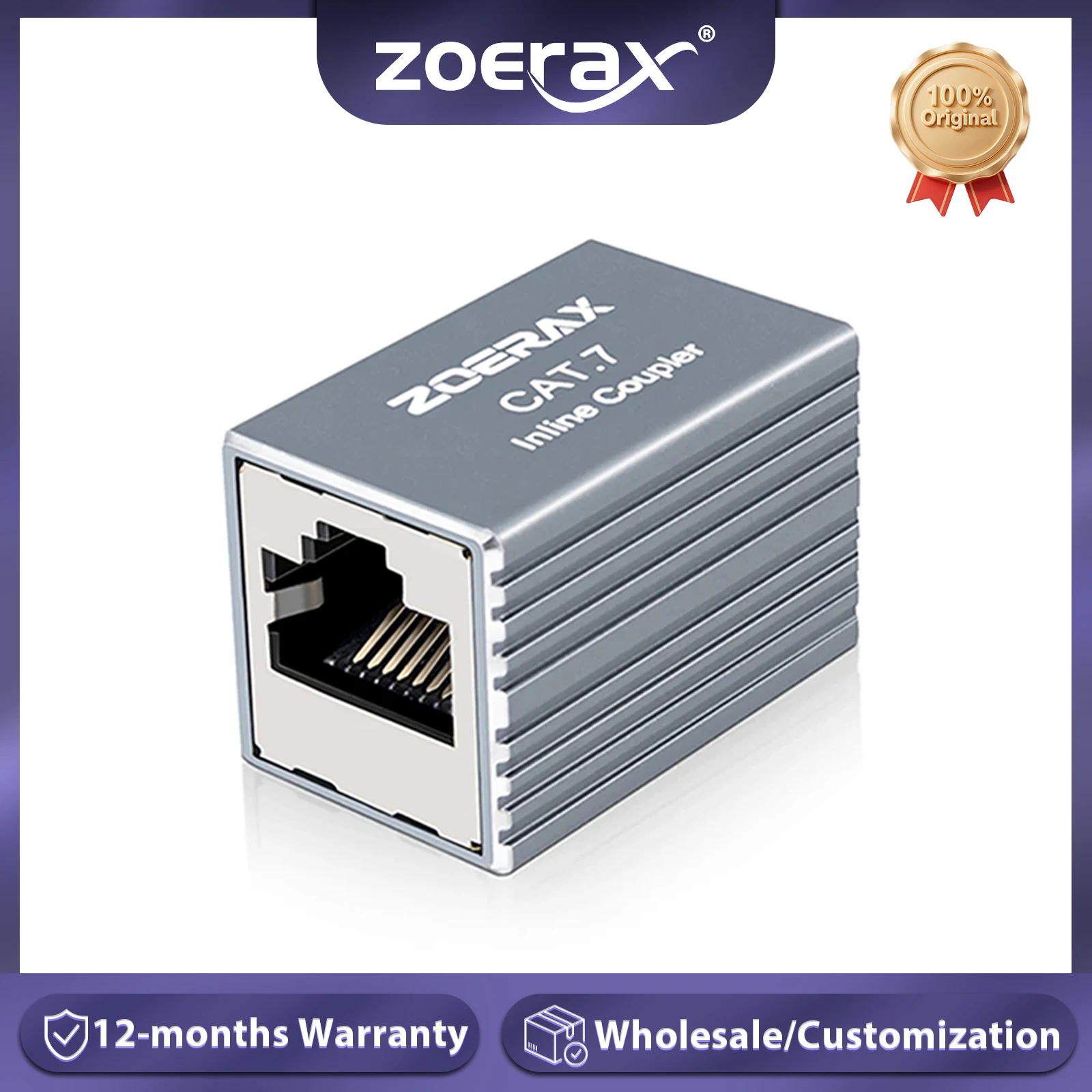 

ZoeRax 10Gbps RJ45 Ethernet Coupler Adapter, Aluminum Alloy Female to Female for Cat5E Cat6 Cat7 Network Extender