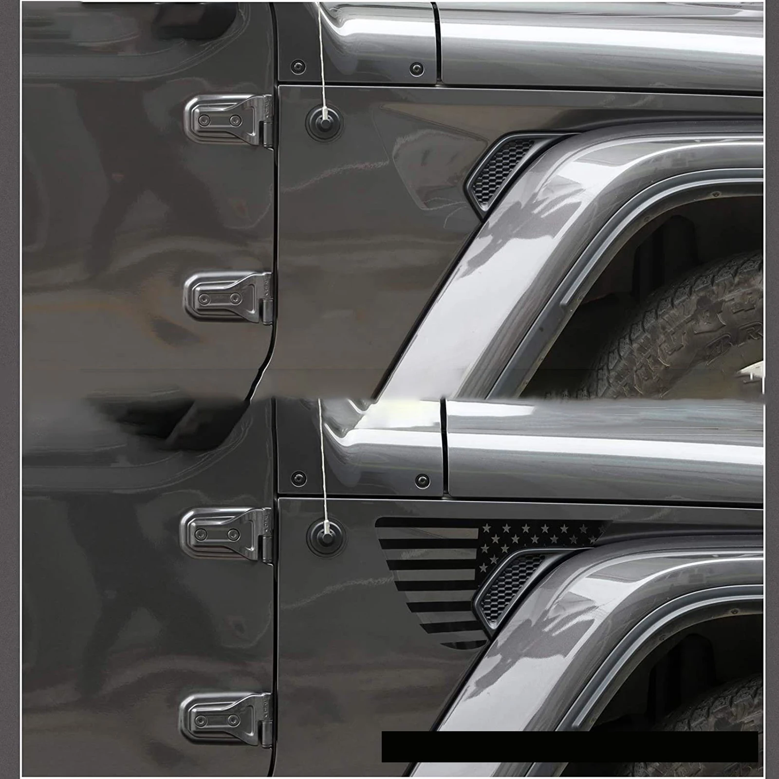 2 Stück Fender Side Vent Aufkleber Verwendung für Jeep Wrangler JL Gladiator 2018 2021 USA Flagge Grafik Vinyl Aufkleber Dekor Autozubehör