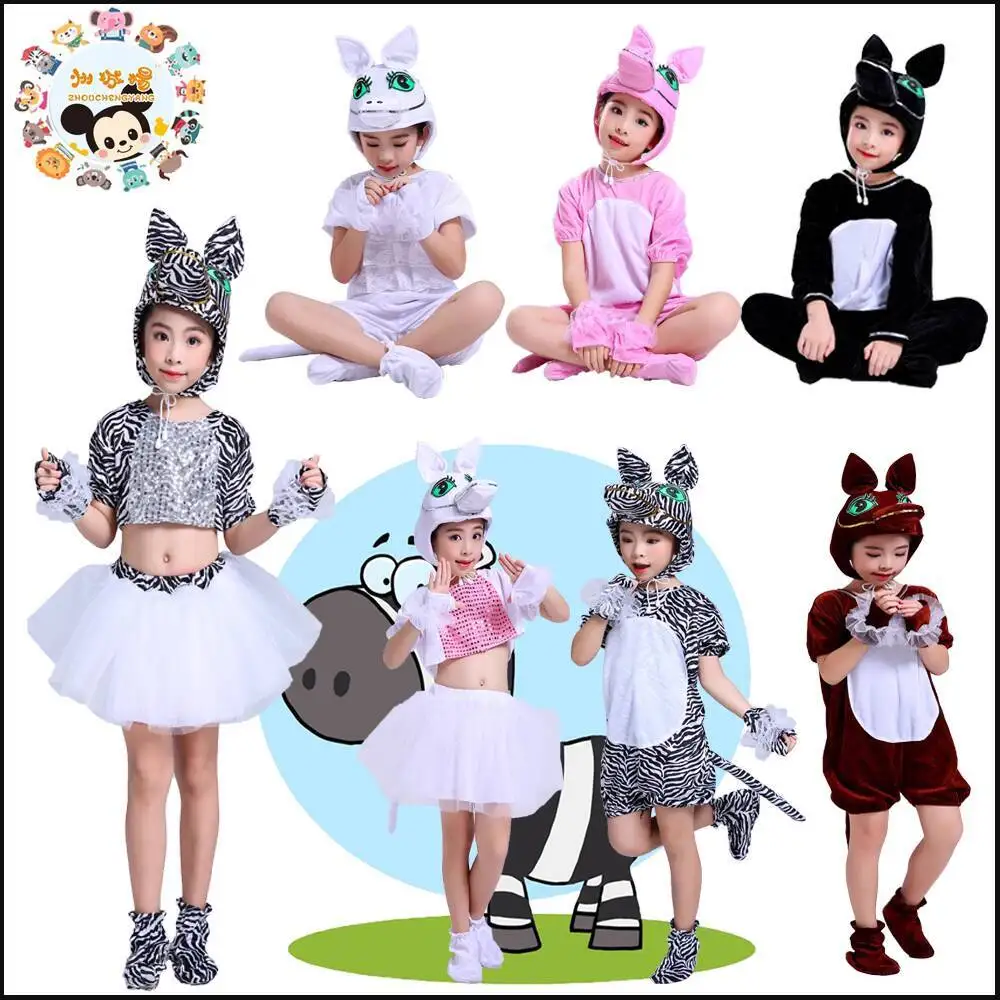 

New Fiesta Carnival Halloween Cos Cosplay Neutral Children Animal Zebra Costume Adult Cartoon Pony Dark Horse Perform Dance