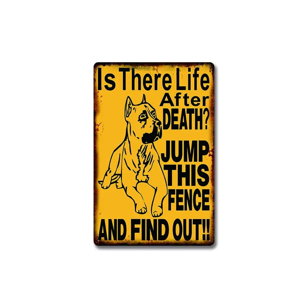 SLALL is There Life After Death?Jump This Fence and Find Out!! Retro Street Sign Household Metal Tin Sign Bar Cafe Car Motorcycl