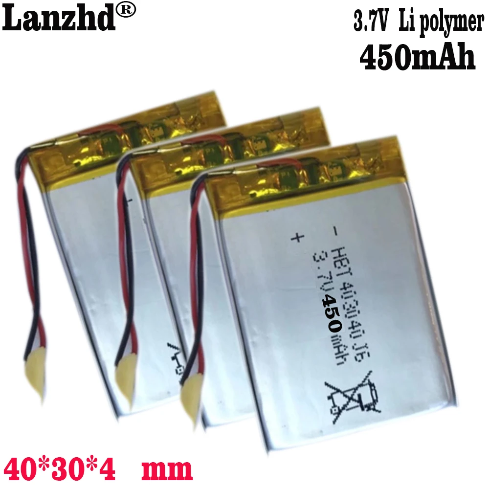 1-10pcs 3.7V lithium polymer battery 403040 450mAh for camera G1WH Akum Recorder Ruizu A50 player players Sansa Clip Zip