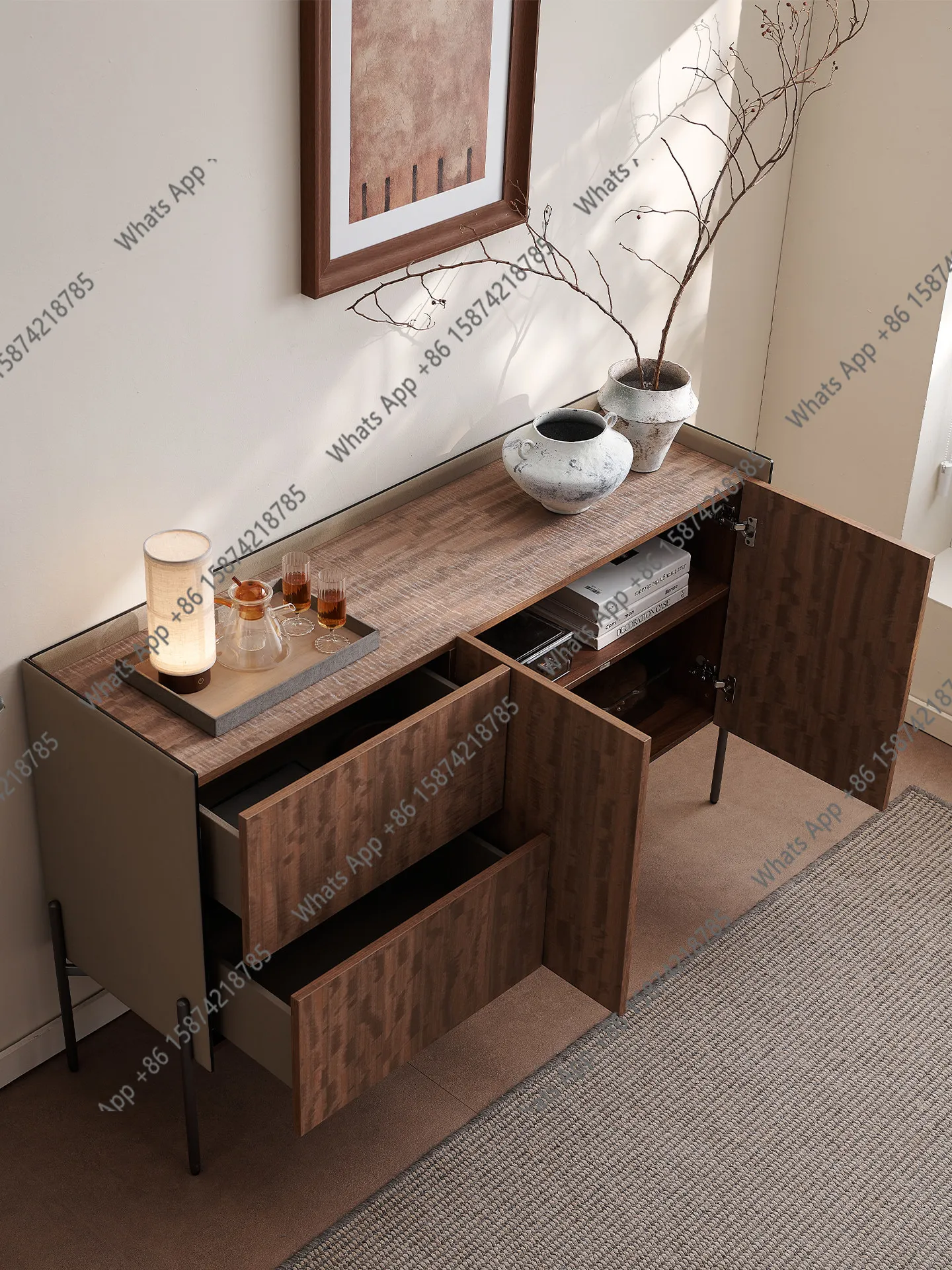 

cf Song's aesthetic sideboard modern simple storage cabinet designer new tea cabinet saddle leather high entrance cabinet