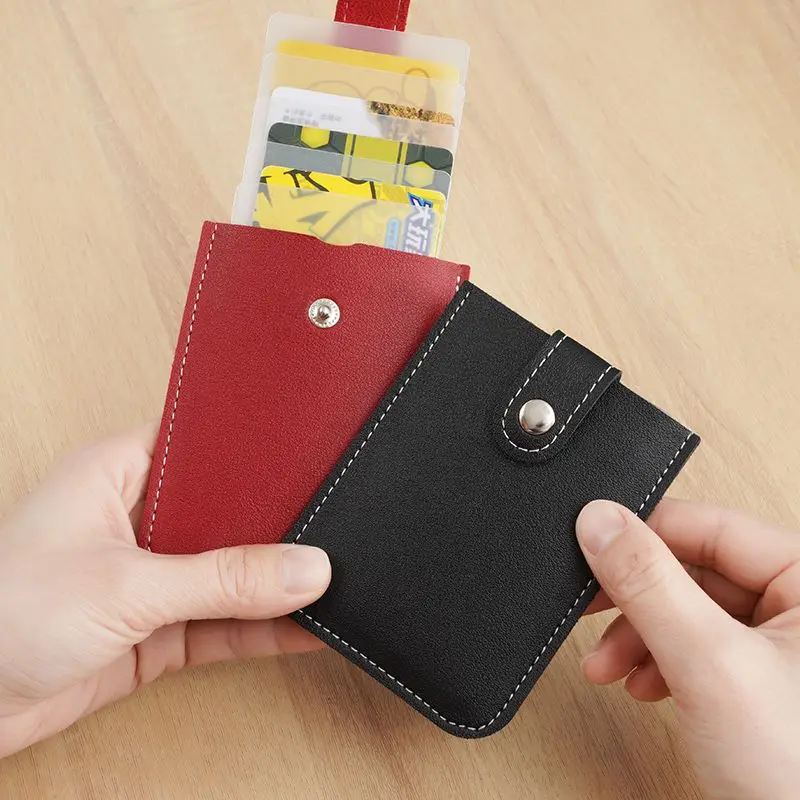 Anti-theft ID Credit Card Holder Pull-out Mini Card Case Fashion Women\'s PU Leather Portable Slim Card Bag Unisex Fashion Wallet