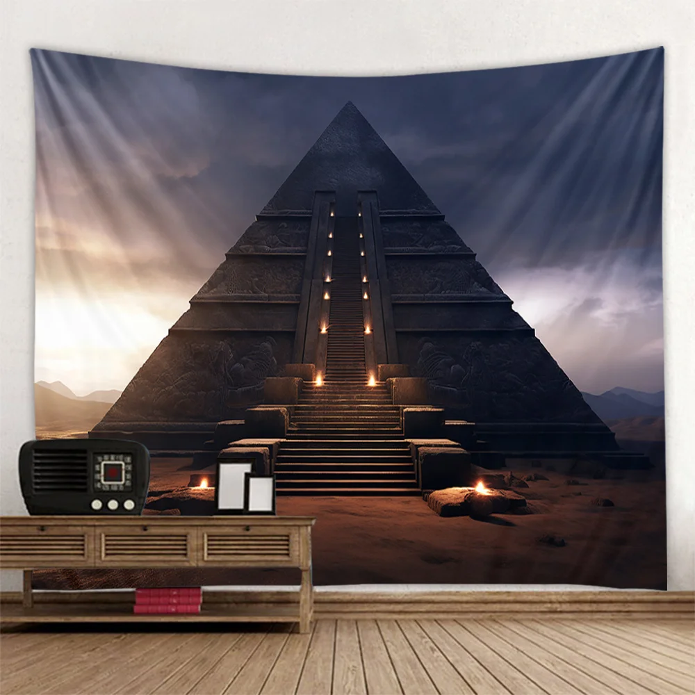 Majestic Egyptian Pyramid Tapestry Ancient Architecture Wall Hanging Home Office Decor Mysterious Background Cloth