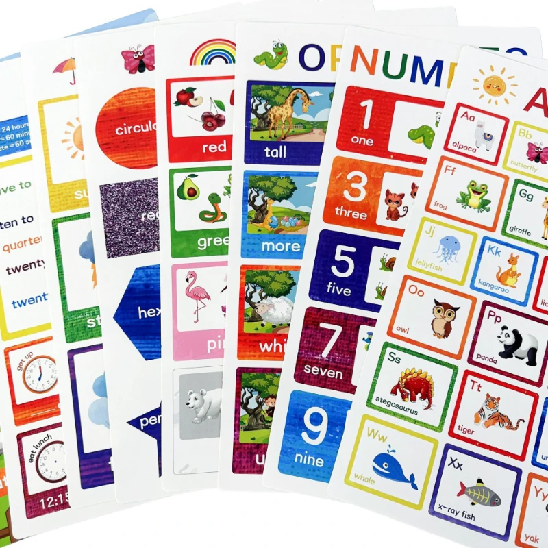 set-di-12-fogli-di-poster-educativi-in-inglese-per-bambini-grafici-da-parete-per-l'educazione-precoce-all'asilo-adesivi-murali