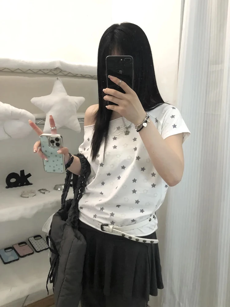 

Футболка с открытыми плечами Vitage 1979, женская танцевальная футболка с блестками, праздничная красавица тысячелетия, эстетическая дорожная необычная стильная прочная женская миниатюрная футболка