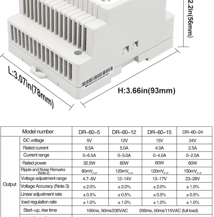 LCTC DR-15/60/100 Switching Power Supply 5V 12V 24V DIN Rail Power Supply Industrial Transformer Small Volume 4.2A 6.5A 7.5A