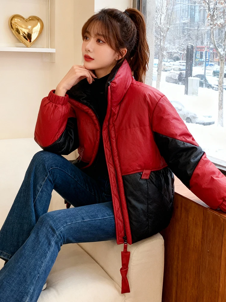 

European Sle Color Blo Thiened down Cotton Jaet Women's Winter New Loose Fce Lined Warm Outerwear Commute Korean V...