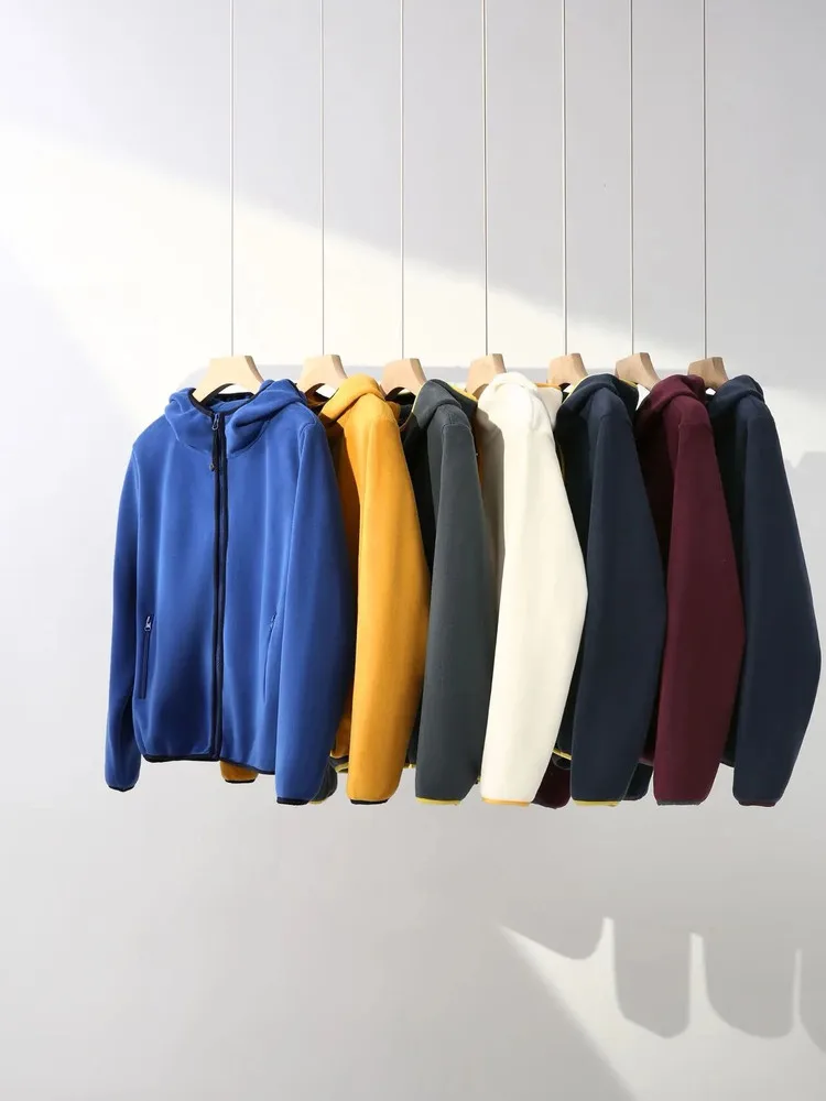 

Faionable Urban Autumn Winter Hooded Jaet Men's Warm Orlon Outerwear Color Blo Casual Sle Stand Fit Long Sve Zi...