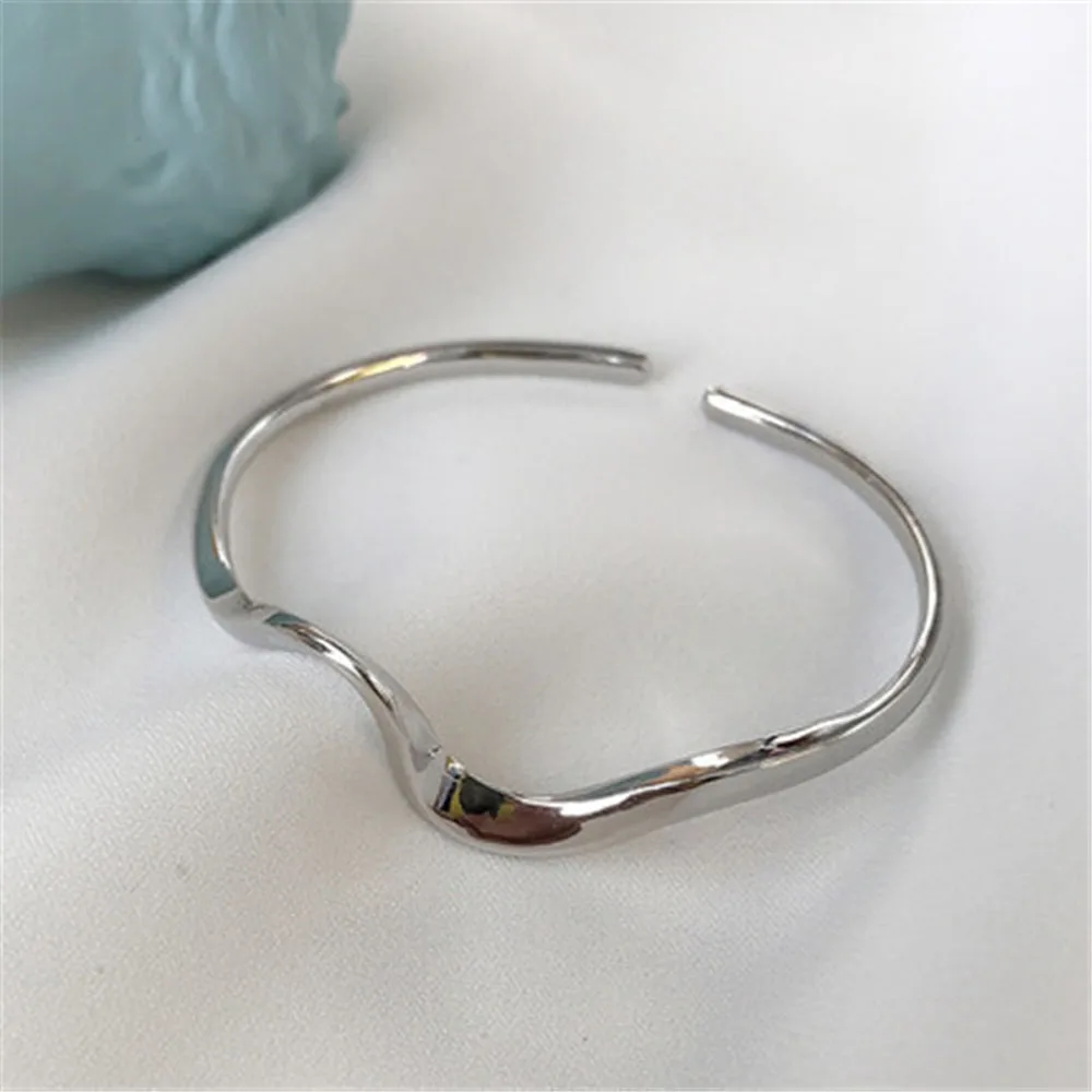 Twisted Elegant Bending Water Wave Pattern Adjustable Arc Jewelry Simple Bracelet Opening Bangle Women Gift