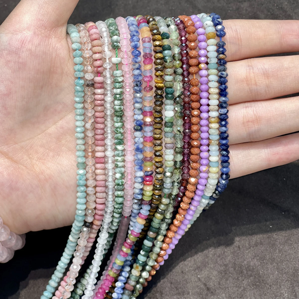 Naturstein-Abakusperlen, Halbedelstein-Facettperlen, Kristall-Achatperlen für Schmuckherstellung, DIY-Halsketten, Armbänder, Accessoires – Detail 2