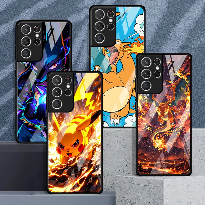 Cool Pokemon Pikachu Glass Case For Samsung Galaxy S26 S25 Ultra S25+ S20 Fe S24 S21 S22 S23 Plus S23+ S24+ Luxury Phone Cover