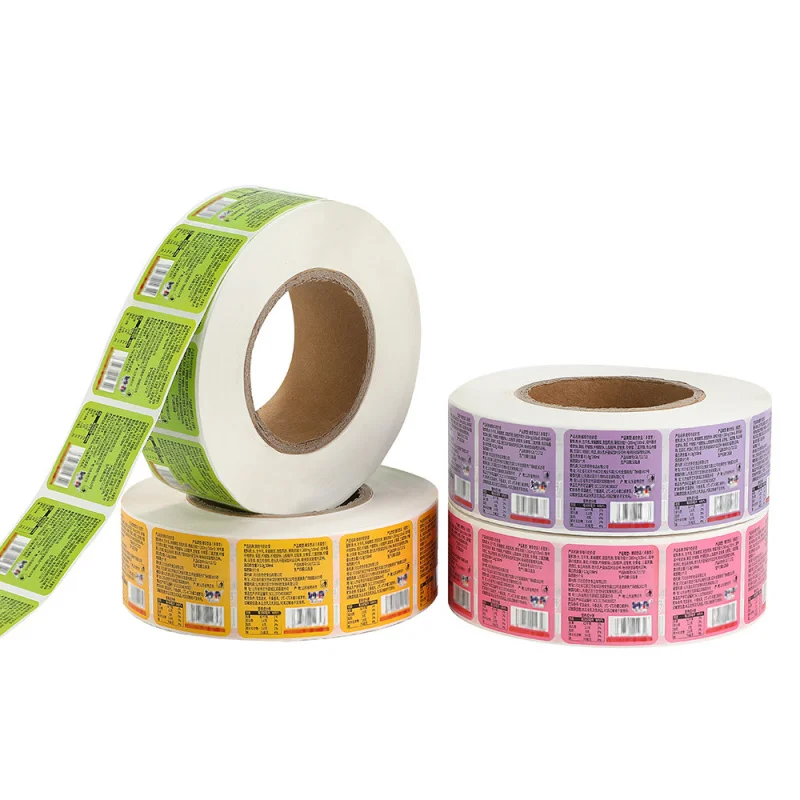Custom Adhesive Labels Roll Printing Synthetic Paper Adhesive Stickers Product Food Beverage Information Labels
