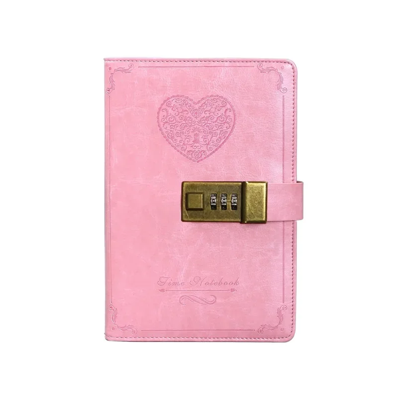 Journal intime vintage rose avec verrouillage par mot de passe pour femme, livre de confidentialité sécurisé pour l'écriture, l'esquisse, cadeau d'anniversaire