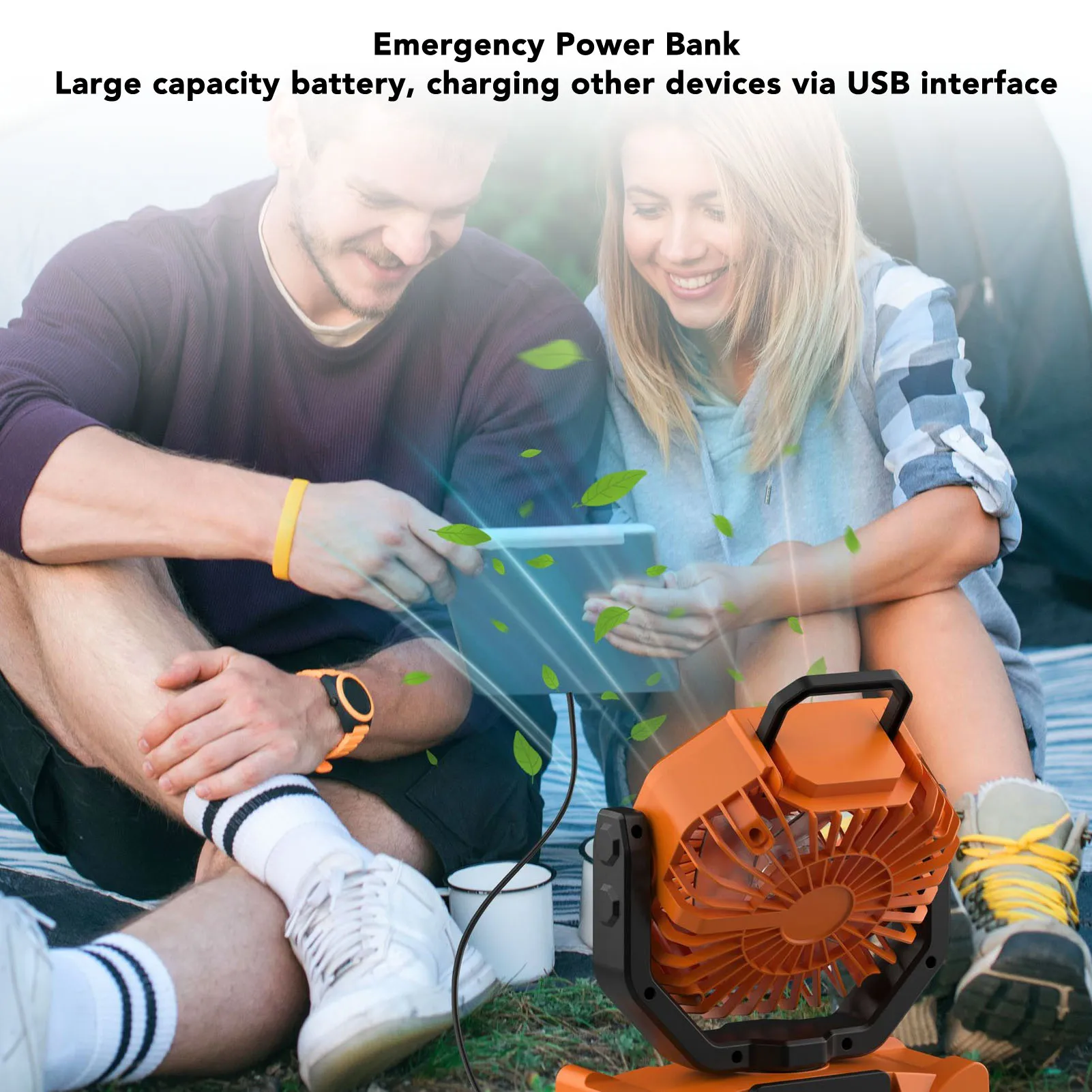 Portable Fan with LED Light Remote Control 20000mAh Battery Powered Rechargeable Cooling Fan for Outdoor Camping Fishing