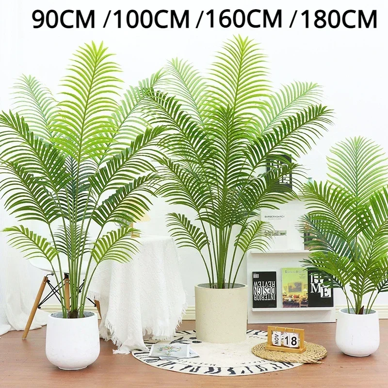 Large Artificial Palm Tree Tropical Plants Branch Plastic Fake Leaves Green Monstera or Christmas Home Garden Indoor Decor