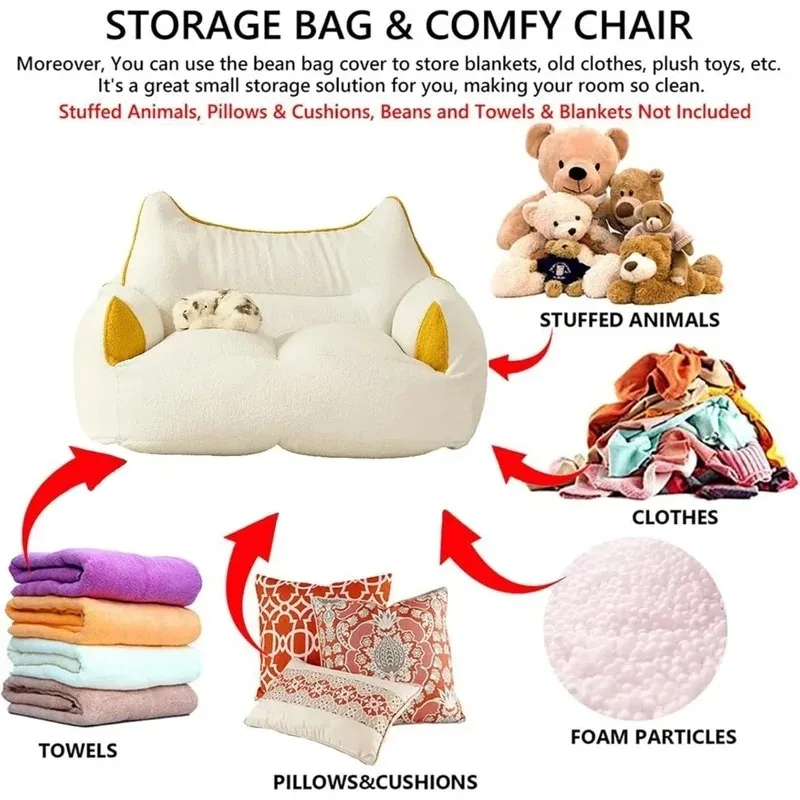 

Чехол на кресло-мешок для взрослых и детей, замена игрового кресла для дома и сада, удобное решение для хранения