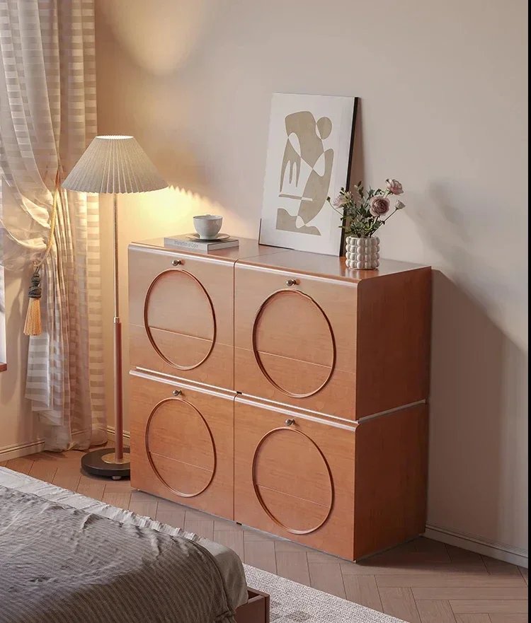 French retro storage ultra-deep bucket cabinet floor-to-ceiling bedside cabinet