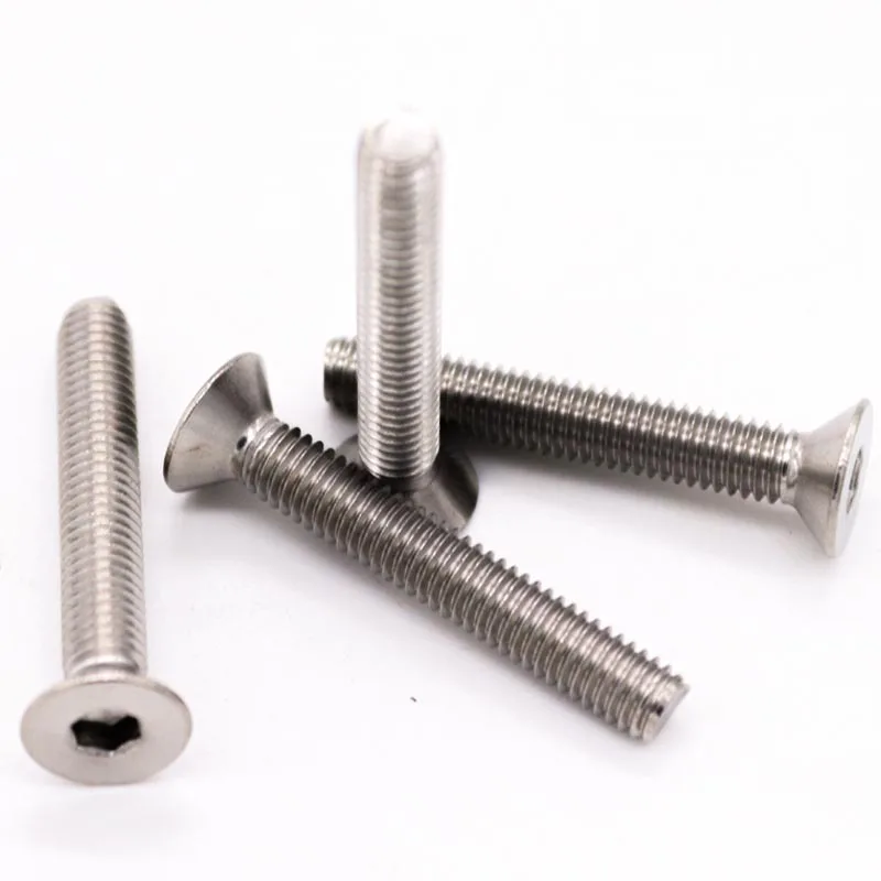 10pcs UNC 1/4-20 US Coarse Thread 304 A2-70 Stainless Steel Hex Hexagon Socket Flat Countersunk Head Screw Bolt