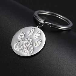 COOLTIME Cute Dog Puppy Paw Animal Stainless Steel Key Chains Animal Footprints Wolf Key Rings Gift for Men Women Birthday Gift