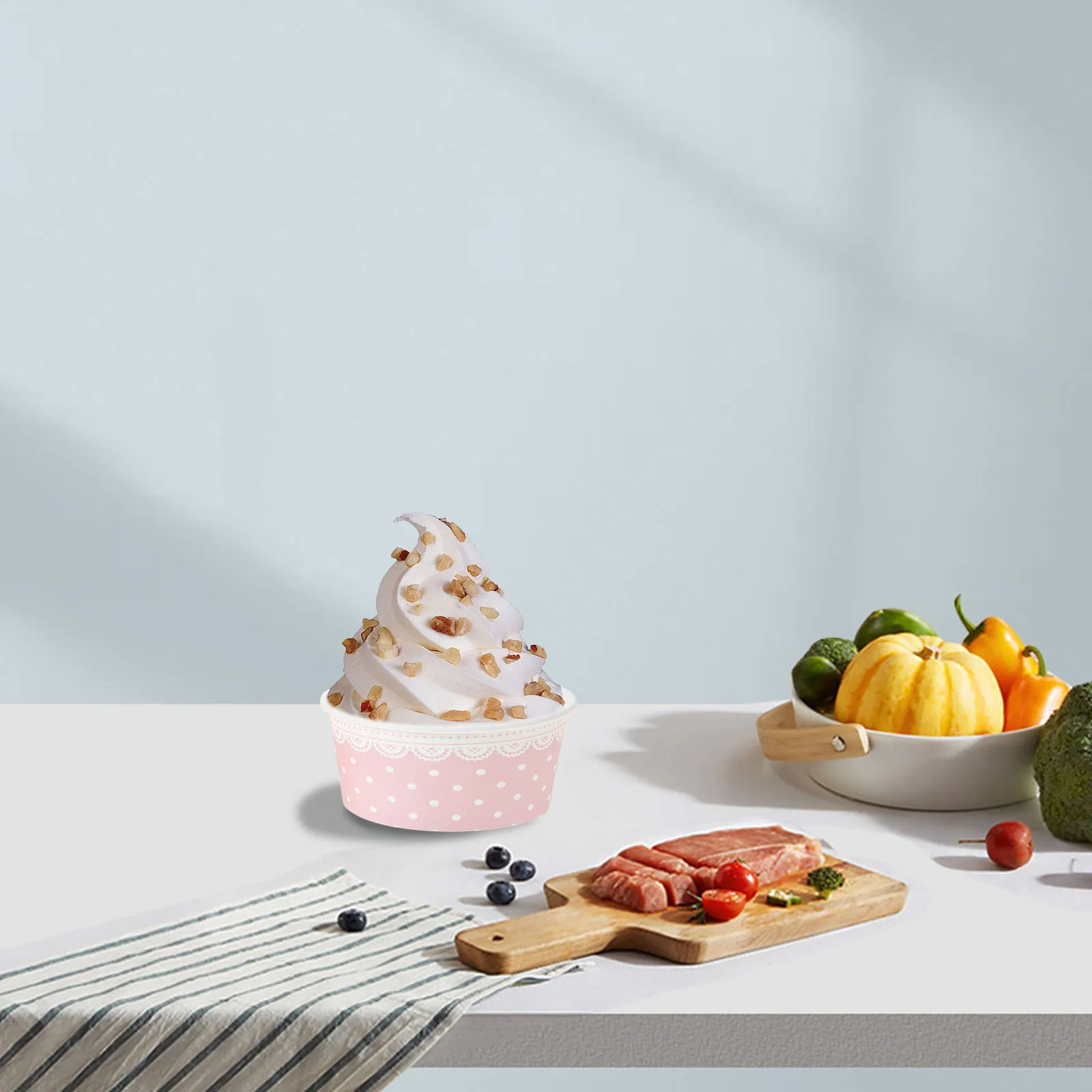 

50 Pcs Ice Cream Paper Bowl Disposable for Desserts Cups Bowls Sundae Container