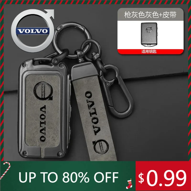 

Emblems Leather Zine Alloy Car Key Case Shell Cover Holder For Volvo XC40 XC60 S90 XC90 V90 2017 2018 T5 T6 T8 Protection Bag Ac