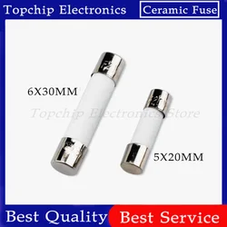 10pcs 5*20mm 6*30mm 250V Ceramic Fuse 5x20 6x30 mm 0.5 1 2 3 4 5 8 10 15 20 25 30A Ceramic Fuse