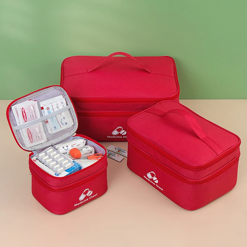 2024 Double Family First Aid Kit Portable Medical Organiser Travel Outdoor Organiser Pill Box Camping Emergency First Aid Kit