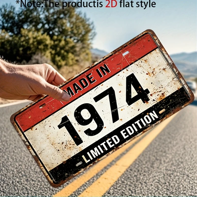 2D Flat, 1pc Vintage 1974 Limited Edition Metal Wall Plaque - Retro Suitable for Homes, Porches, Patios, Garages, Cafes, Offices