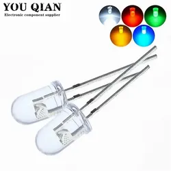 50pcs High quality Transparent Round 5mm Super Bright Water Clear Green Red White Yellow Blue Light LED Bulbs Emitting Diode