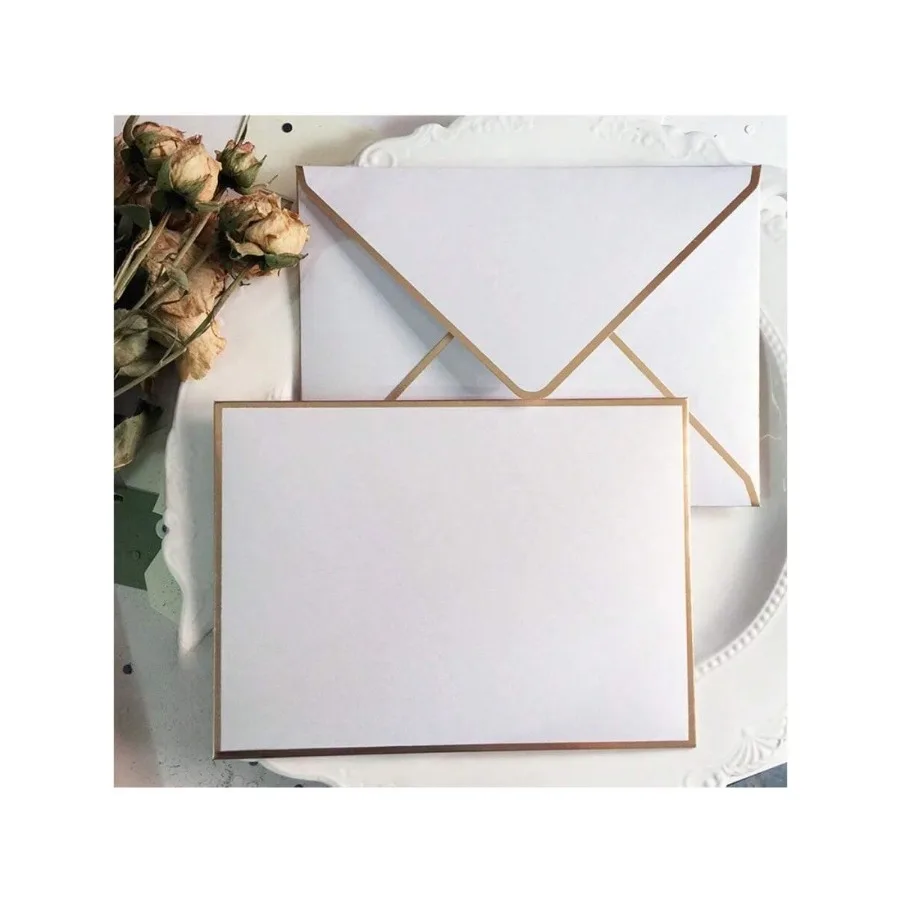 High-end Business Invitation Card with Gold Foil Stamping Envelope, Colored Offset Paper, Western-style Envelope