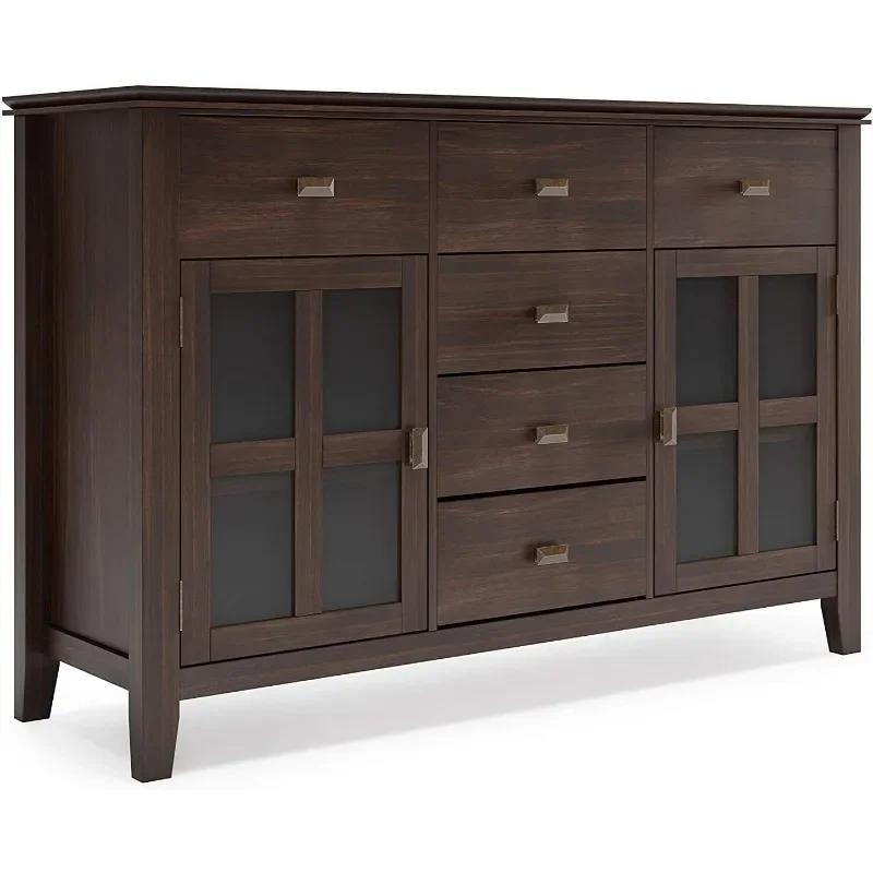 

Solid Pine Wood Contemporary Sideboard Buffet Credenza Features Doors, Drawers and Cabinets