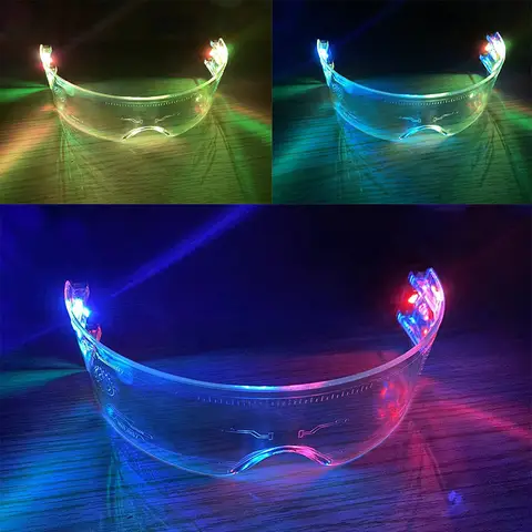 Coola lysande LED-glasögon lysande kostym neonljus blinkande solglasögon punkglasögon cyberfuture cosplay partyljus neonljus 6 best sales framtida glasögon - №6