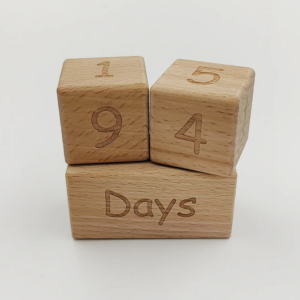 4pcs/set baby beech wooden engraving monthly milestone block baby tree birth gift