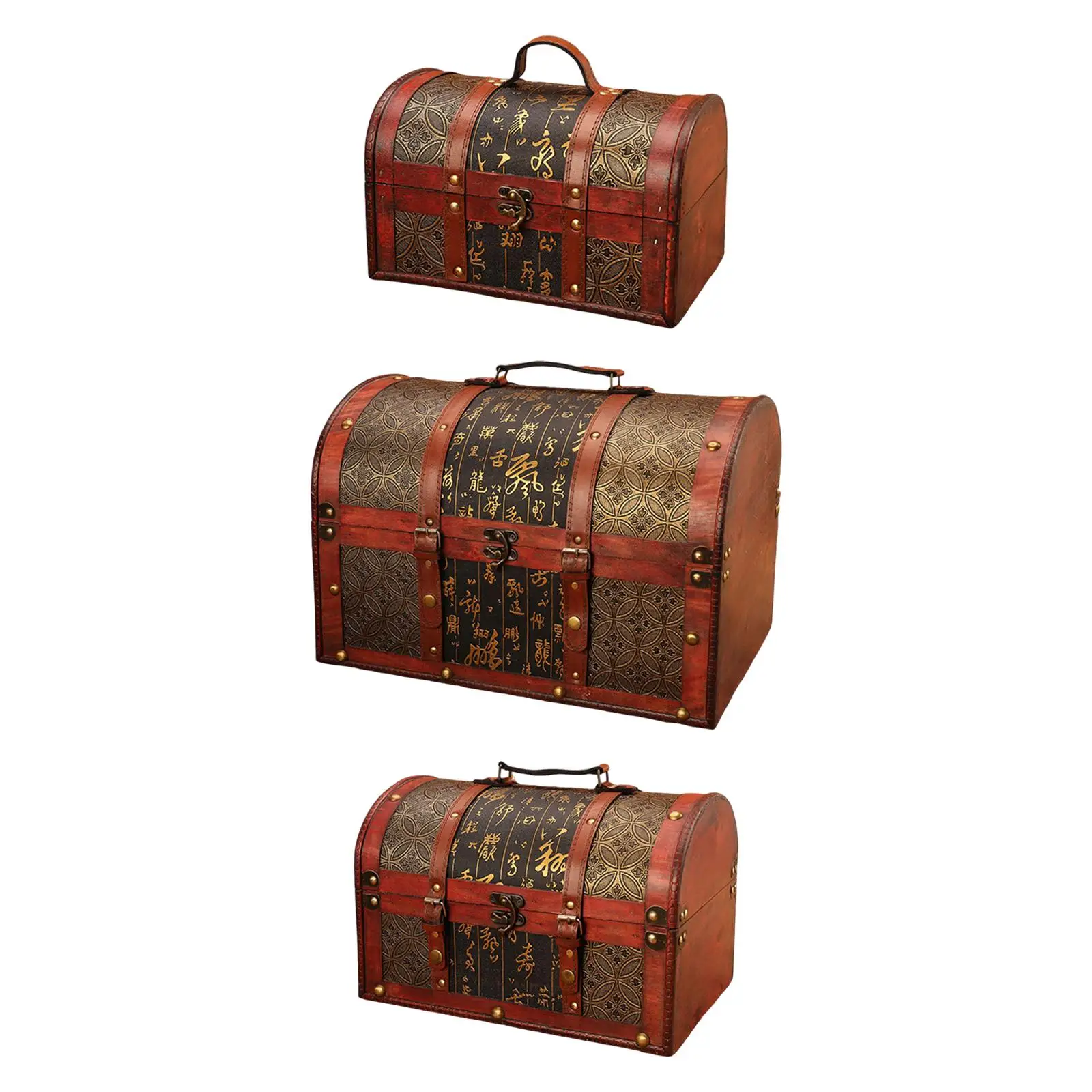 Wooden Vintage Suitcase Box with Lock for Photography Props Nostalgic Storage Container Gift