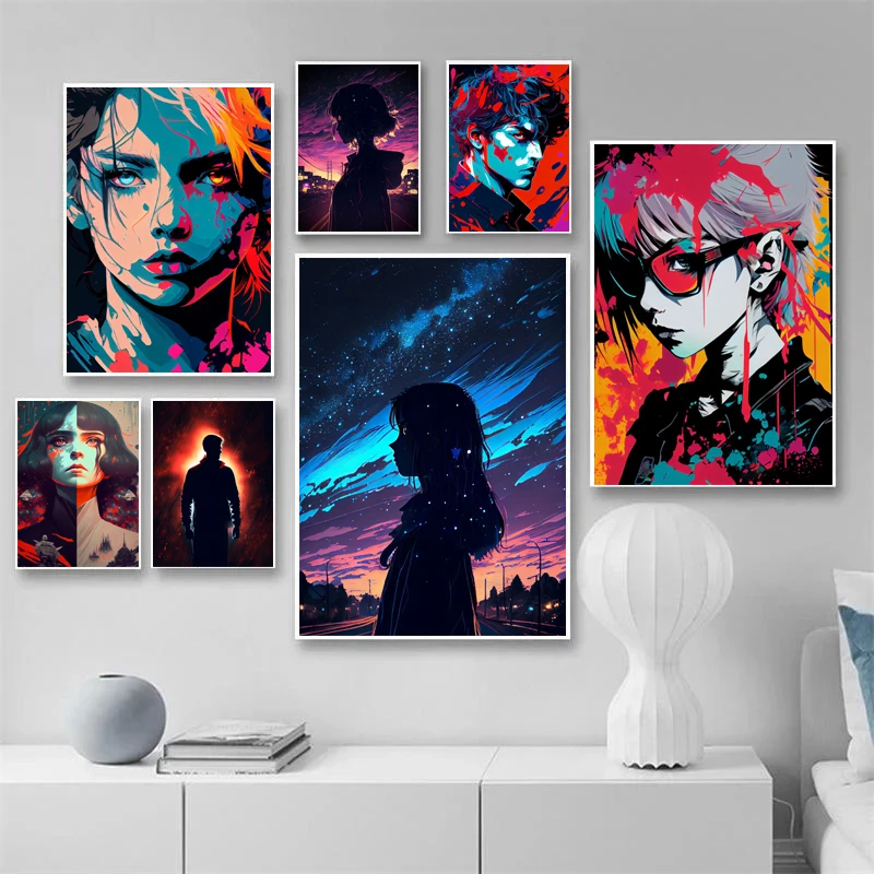 DIY Oil Painting By Numbers Japanese Classic Anime Abstraction Art Face My Fears Handpainted Wall Art Home Decoration Otaku Gift