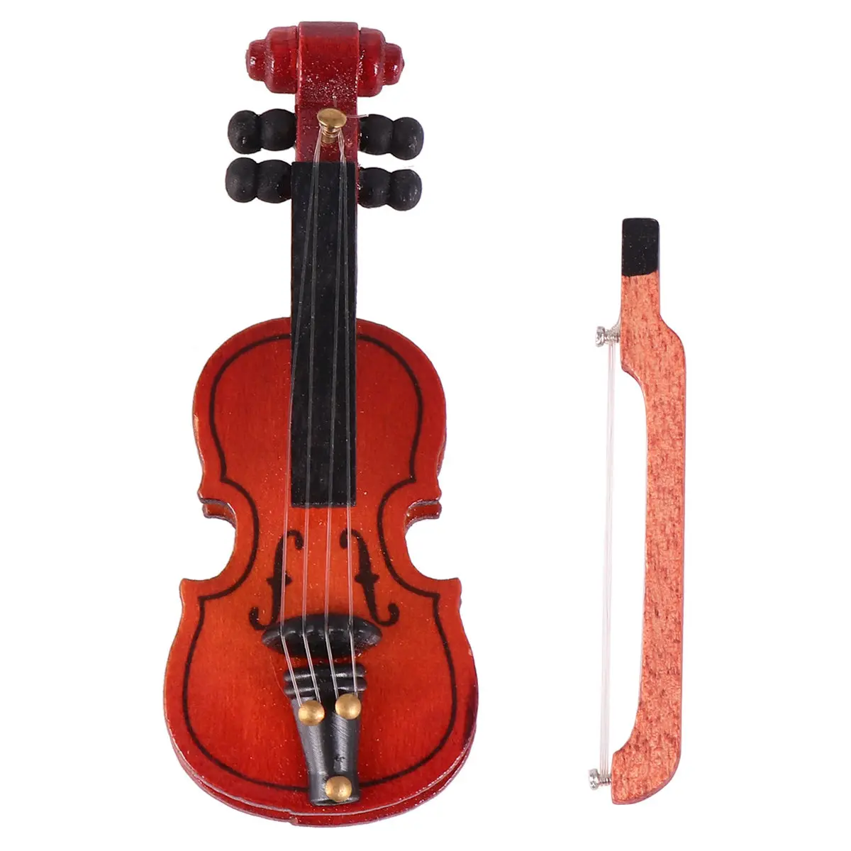 Mini Violin Simulation Accessory with Excellent Workmanship for Dollhouse Photograph Props Realistic Textured Detail