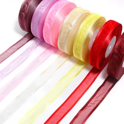 50Yards/Lot 2.5cm Sheer Chiffon Ribbon Organza Satin Yarn For DIY Sewing Bow Crafts Gift Wrapping Bouquets Party Christmas Decor
