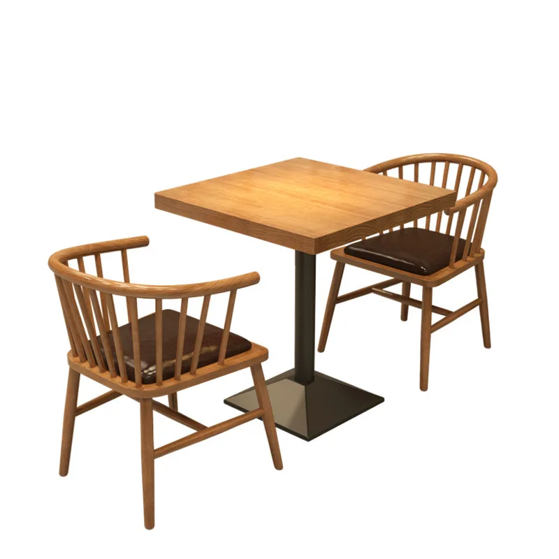 

Nordic leisure one table and two chairs milk tea shop cafe restaurant two people dining table wrought iron solid wood small