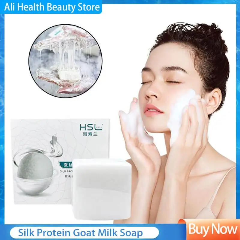 

Goat Milk Soap Silk Protein Mask Soap Remove Blackhead Acne Mites Whitening Moisturizer Oil Control Deep Cleaning Body Skin Care