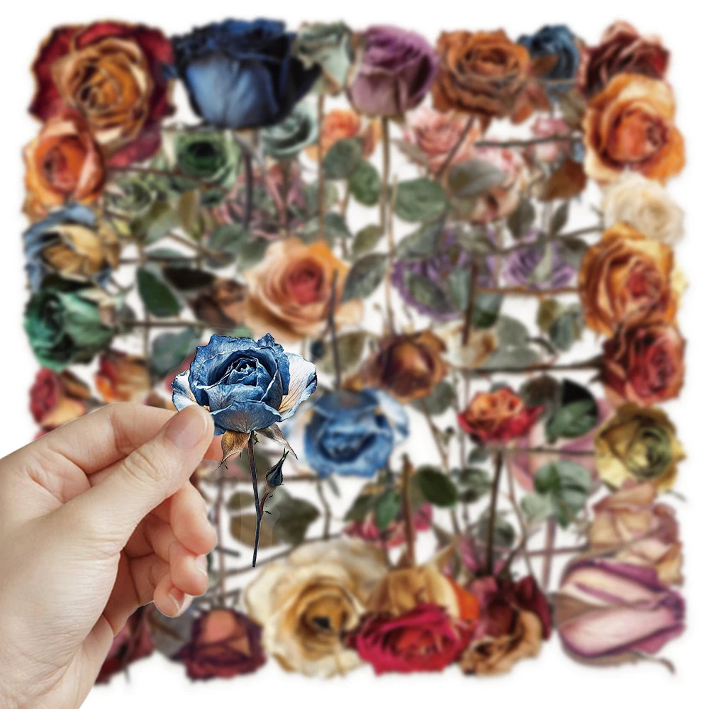 10/30/50pcs Carino Estetico Fiori di Rosa Secche Adesivi Cartoon PET Decalcomanie Giocattolo FAI DA TE Laptop Cancelleria Valigia Adesivo Trasparente