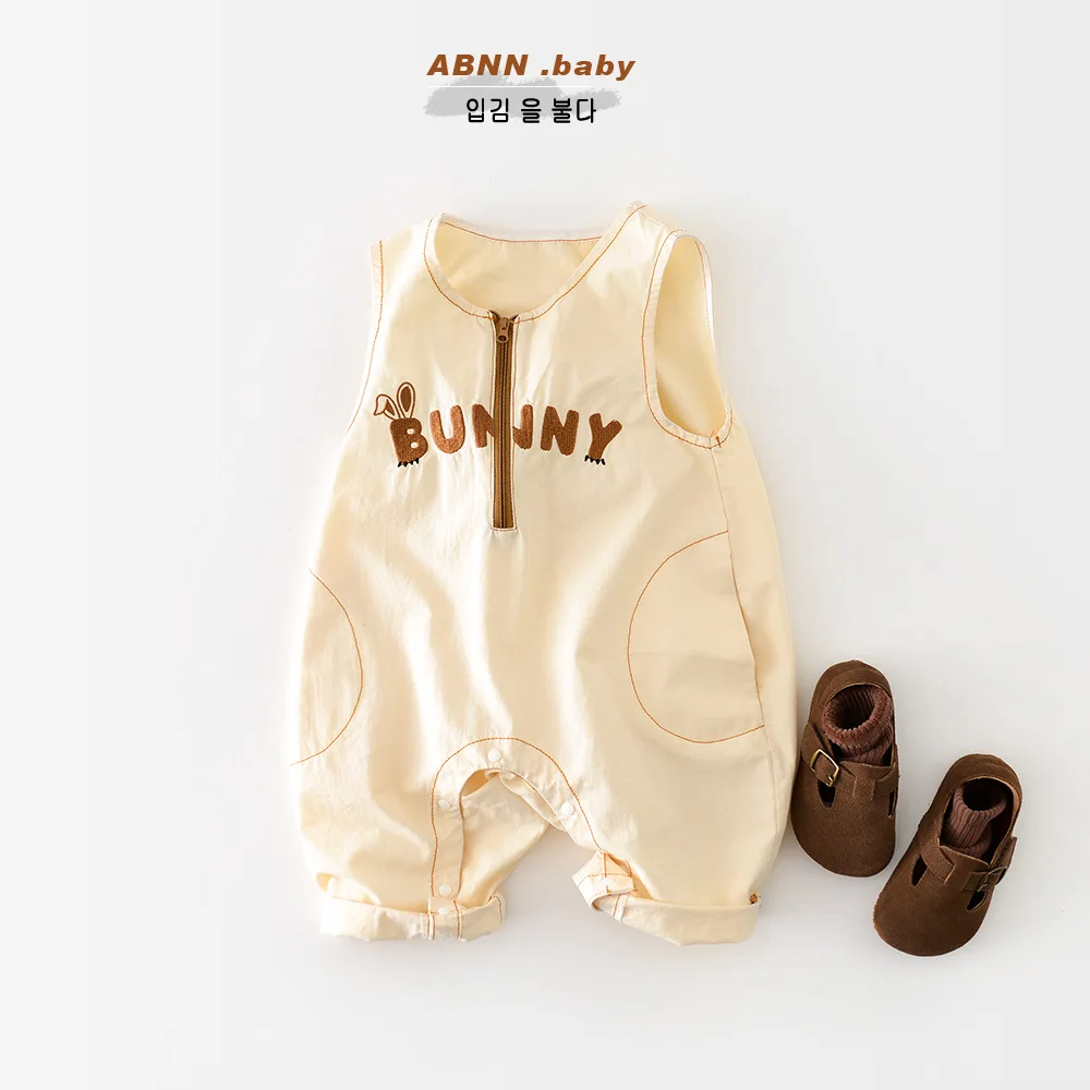 2026 Spring New Baby Sleeveless Romper Infant Boys Fashion Letter Overalls Cotton Girls Casual Jumpsuit Toddler Clothes