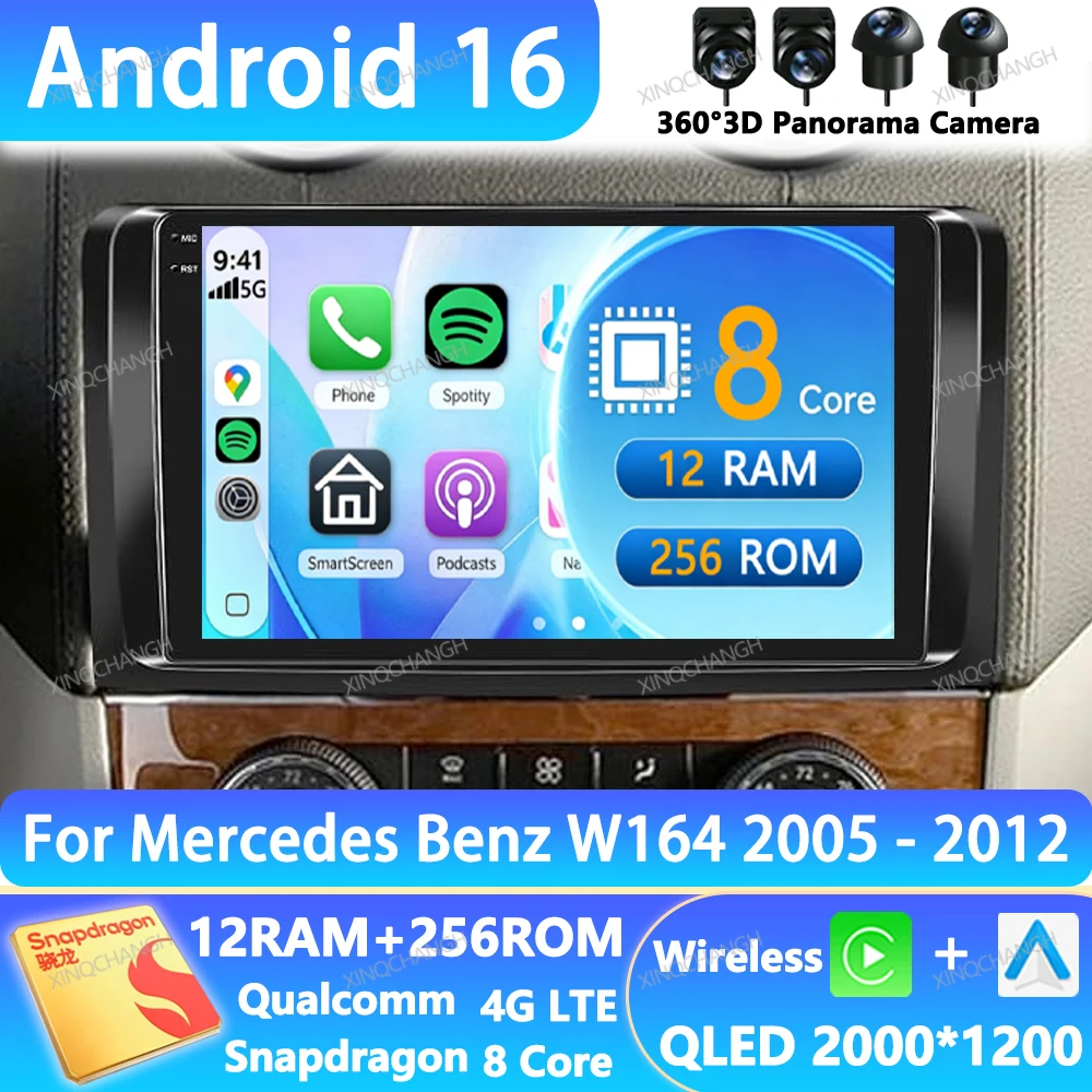 Android 16 Car Radio For Mercedes Benz GL ML W164 ML350 ML500 X164 GL35 GL45 2005 - 2012 Multimedia Video Player GPS Head Unit