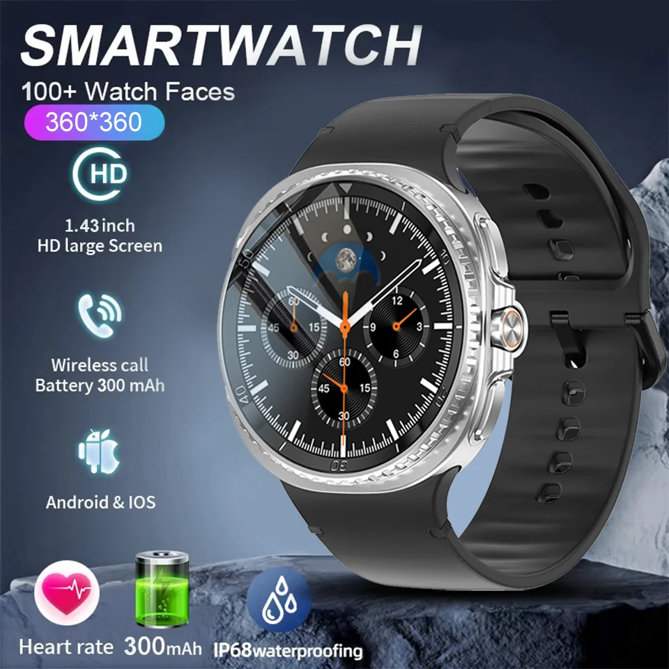 

Новые часы 7 Upgrade Watch8 HD Спортивные умные часы с функцией NFC 1,43 дюйма Вращающийся циферблат BT Call 3ATM Водонепроницаемые умные часы 2025