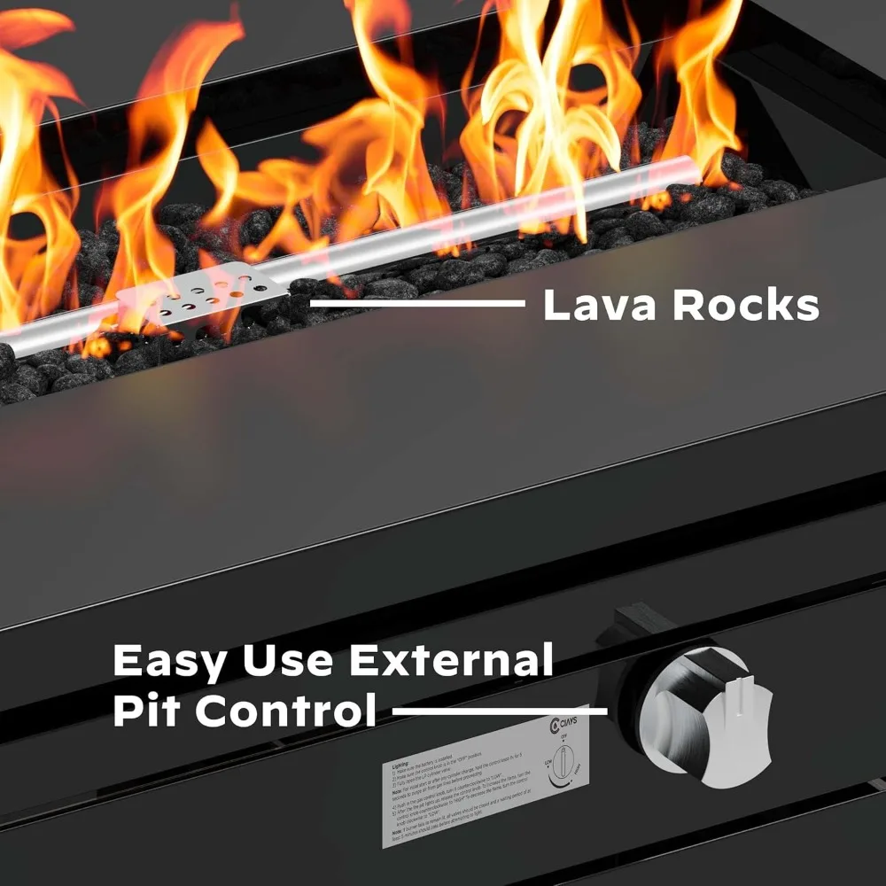 Mesa para fogones de gas de 42 pulgadas, sartenes de propano de 60.000 BTU para exteriores con tapa de acero y roca de lava