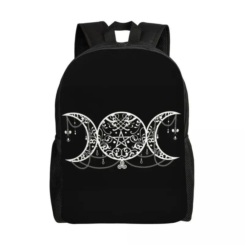 Customized 3D Print Triple Moon Goddess Backpacks Pentagram Pagan Wiccan School College Travel Bags  Bookbag Fits 15 Inch Laptop